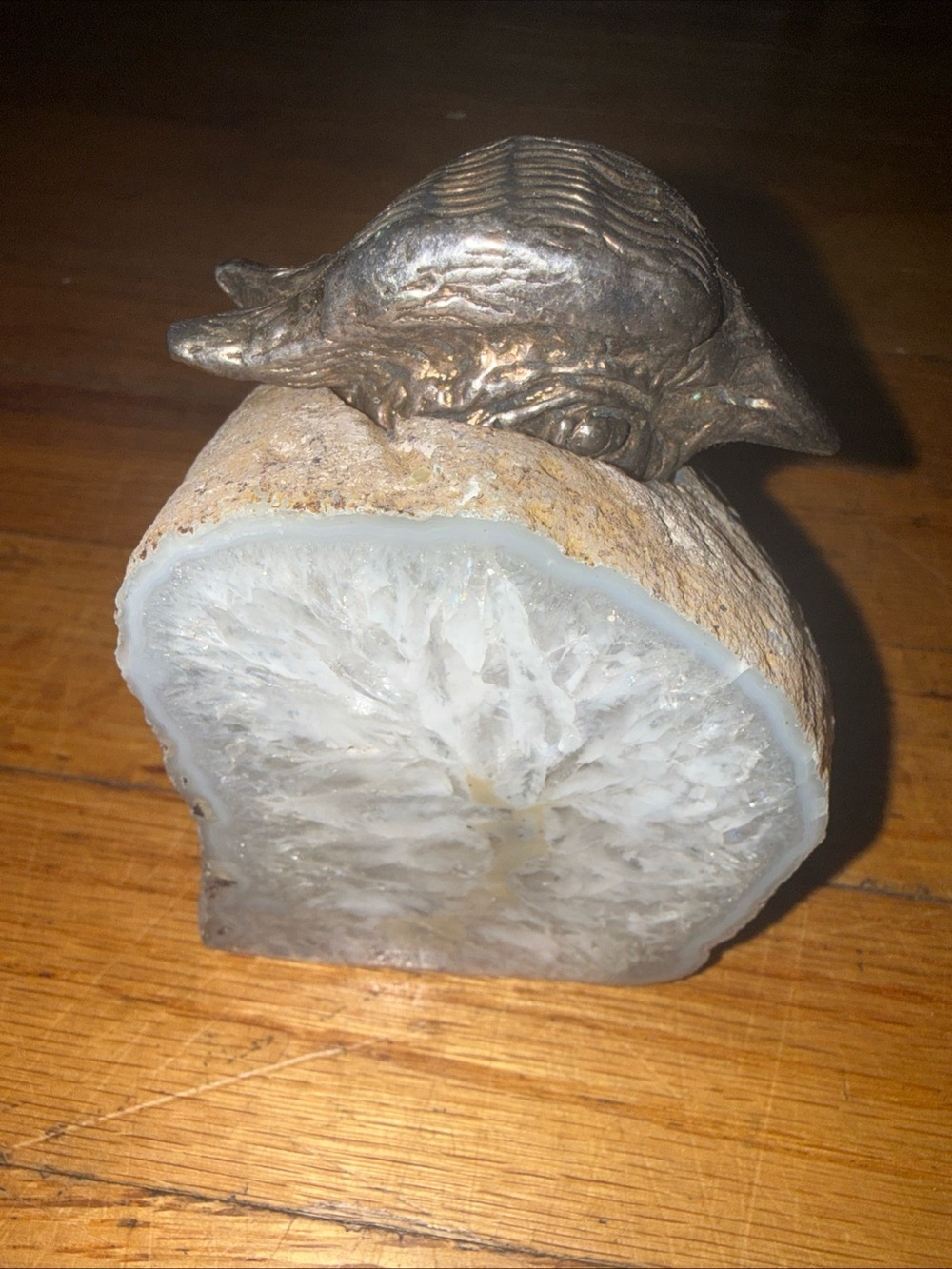 Bird head stopper silver plate Geod rock vintage Brazil Agate